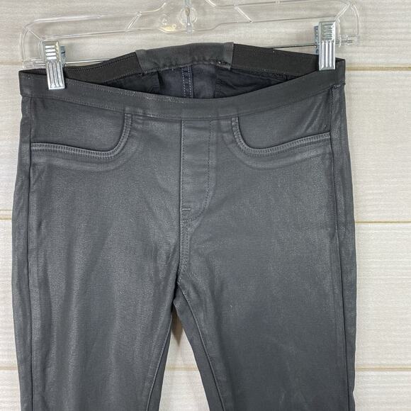 Helmet Lang Pants 26 Gray Wax Coated Skinny Faux Leather Look Tapered Legging - Picture 2 of 11